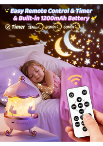 Rotating Rabbits Night Light, Night Lamp Star Projector, Bluetooth Music Speaker